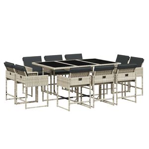 vidaXL 11-cz. zestaw mebli do ogrodu z poduszkami jasnoszary rattan PE