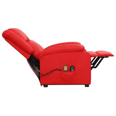 vidaXL Podnoszony fotel masujący, czerwony, sztuczna skóra