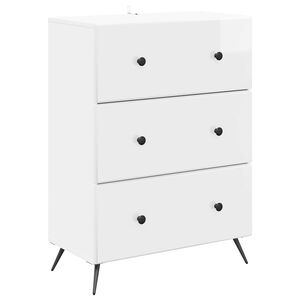 vidaXL Szafka z Szufladami Biały wysoki połysk 66 x 34,5 x 90 cm