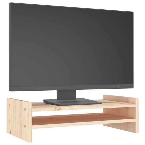 vidaXL Podstawka na monitor, 50x27x15 cm, lite drewno sosnowe