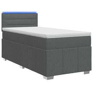 vidaXL Ł&oacute;żko kontynentalne z materacem ciemnoszary 80 x 200 cm tkanina