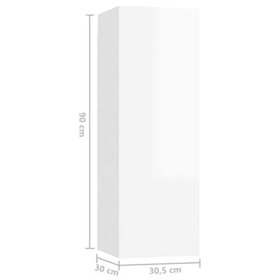vidaXL Szafka telewizyjna, wysoki połysk, biała, 30,5x30x90 cm