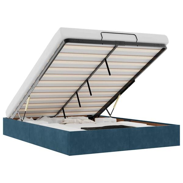 vidaXL Rama ł&oacute;żka otomana bez materacem, niebieska, 140x200cm, aksamit