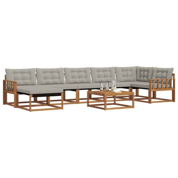 vidaXL Zestaw sof na zewnątrz z poduszką 8 pcs Naturalny i Jasny Szary