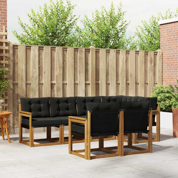 vidaXL Zestaw sof na zewnątrz z poduszką 7 pcs Naturalny i czarny