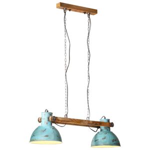vidaXL Lampa wisząca, 25 W, postarzany niebieski, 85x28x109 cm, E27