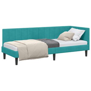 vidaXL Rama ł&oacute;żka narożnego Turkusowy 80 x 200 cm Aksamit