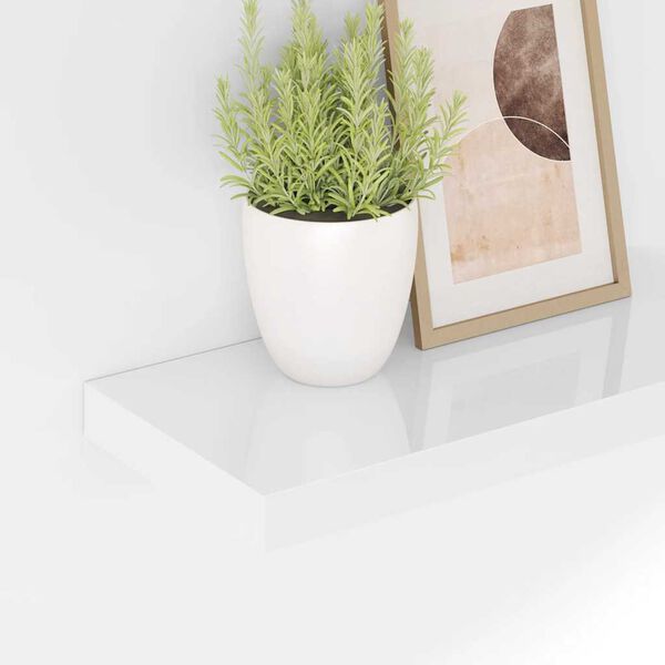 vidaXL P&oacute;łki ścienne, 4 szt., wysoki połysk, białe, 50x23x3,8 cm, MDF