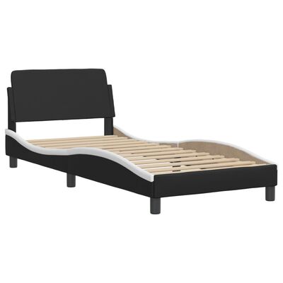 vidaXL Rama łóżka z LED, czarno-biała, 80x200 cm, sztuczna skóra