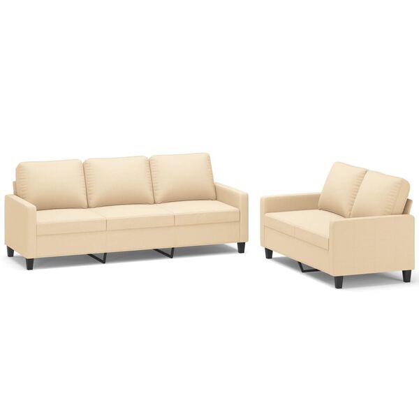 vidaXL 2-częściowy komplet wypoczynkowy, obity tkaniną, kremowa