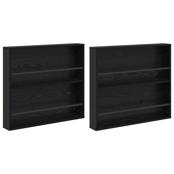 vidaXL Regał na gazety z p&oacute;łką 2 pcs Czarny Dąb 80 x 12 x 70 cm