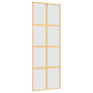 vidaXL Drzwi przesuwne, złote, 76x205 cm, mrożone szkło ESG, aluminium
