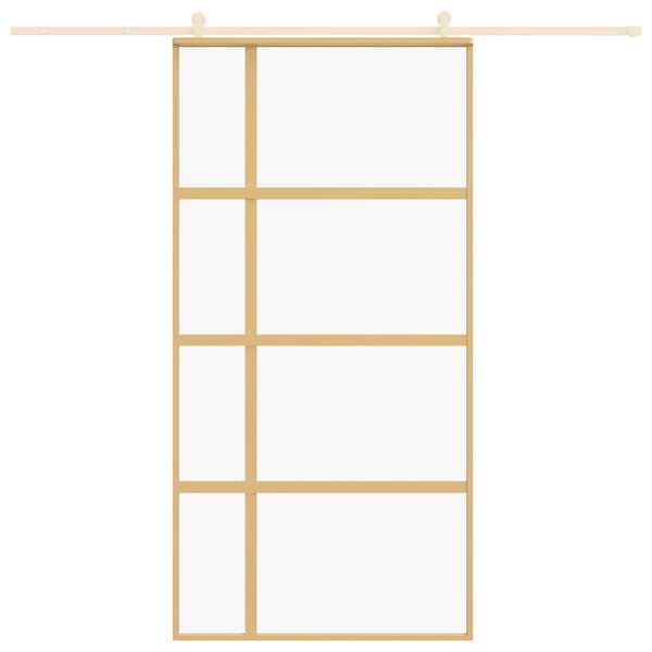 vidaXL Drzwi przesuwne, złote, 102,5x205 cm, przezroczyste szkło ESG