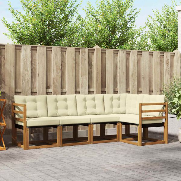 vidaXL Zestaw sof na zewnątrz z poduszką 5 pcs Naturalny i czarny