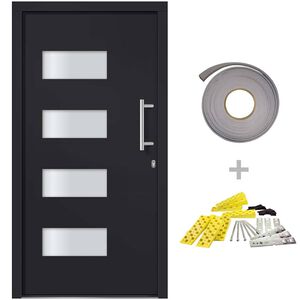 vidaXL Drzwi frontowe, aluminium i PVC, antracytowe, 100x200 cm