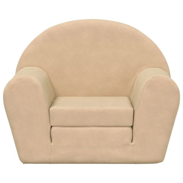 vidaXL Kanapa dla dziecka, rozkładana, kremowa, miękki plusz