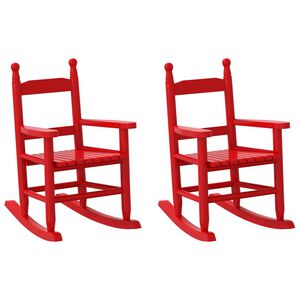 vidaXL Fotele bujane dziecięce, 2 szt., czerwone, drewno topolowe