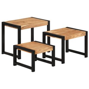 vidaXL Stoliki wsuwane pod siebie, 3 szt., lite drewno