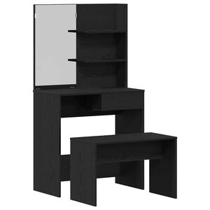 vidaXL Zestaw toaletki 2 szt. Czarny Dąb 74,5 x 40 x 141 cm