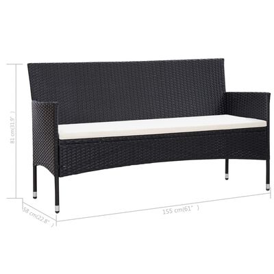 vidaXL 3-osobowa sofa ogrodowa z poduszkami, polirattan, szara