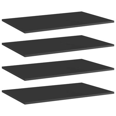 vidaXL Półki na książki, 4 szt., wysoki połysk, czarne, 80x50x1,5 cm