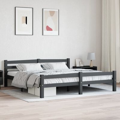 vidaXL Rama łóżka, ciemnoszara, lite drewno sosnowe, 180 x 200 cm