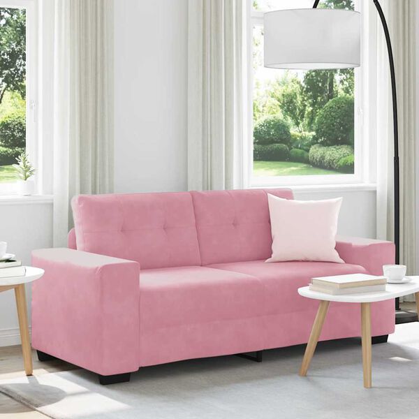 vidaXL Sofa dwuosobowa, r&oacute;żowa, 180x77x82 cm, aksamit