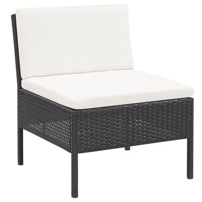 vidaXL 5-częściowa sofa ogrodowa z poduszkami, rattan PE, czarna