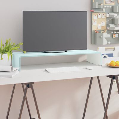 vidaXL Podstawka pod monitor / TV, zielone szkło, 80x30x13 cm