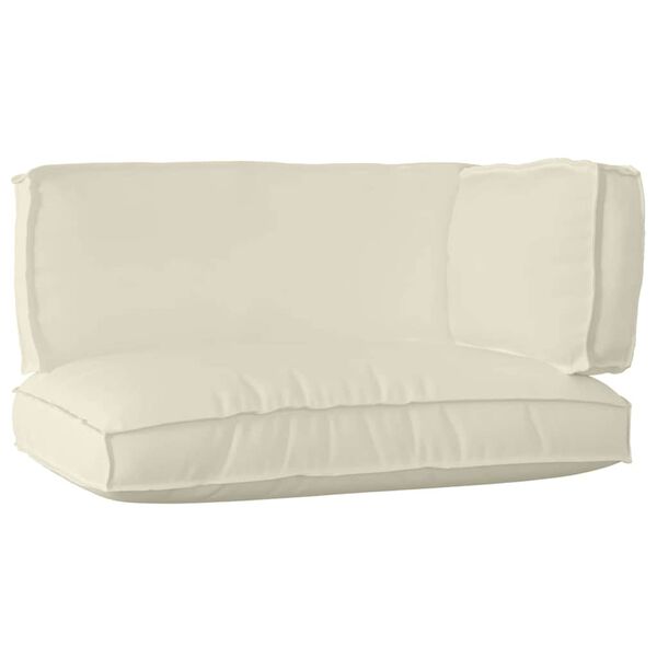 vidaXL Zestaw poduszek na paletę 3 pcs Kremowy Materiał Oxford