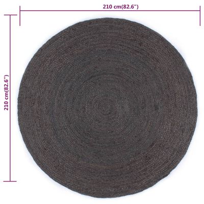 vidaXLRęcznie robiony dywan z juty, okrągły, 210 cm, ciemnoszary