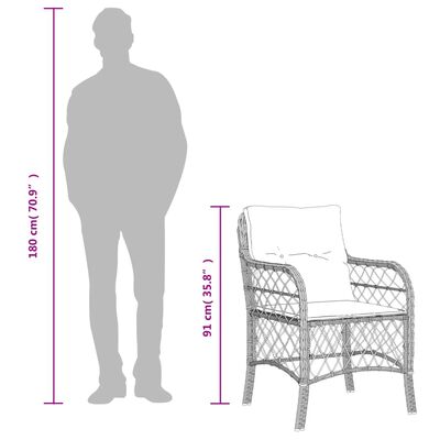 vidaXL Krzesła ogrodowe z poduszkami, 2 szt., szare, rattan PE
