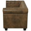 vidaXL Sofa Chesterfield 2-osobowa, brązowa, sztuczna sk&oacute;ra