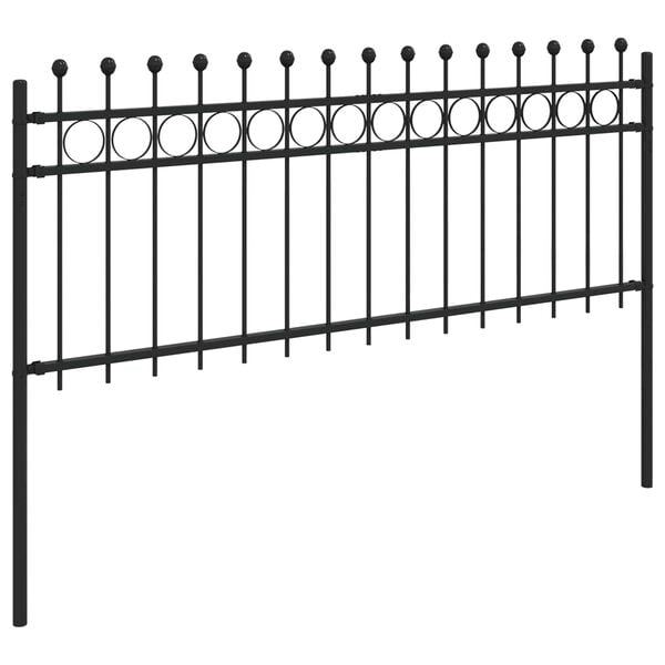 vidaXL Ogrodzenie Ring Czarny 200 x 130 cm Stal malowana proszkowo