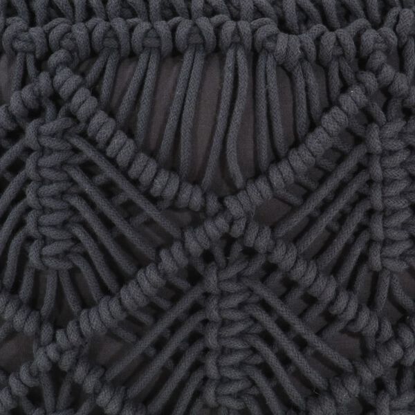 vidaXL Ręcznie robiony puf z makramy, antracytowy, 45 x 30 cm, bawełna