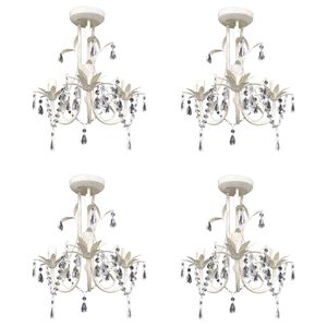 vidaXL Żyrandole z kryształkami, 4 szt., eleganckie, białe