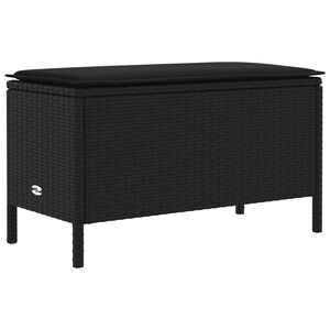 vidaXL Pufa ogrodowa z poduszką Czarny 80 x 38 x 45 cm Rattan PE
