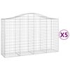 vidaXL Kosze gabionowe, 5 szt, 200x50x120/140 cm, galwanizowane żelazo