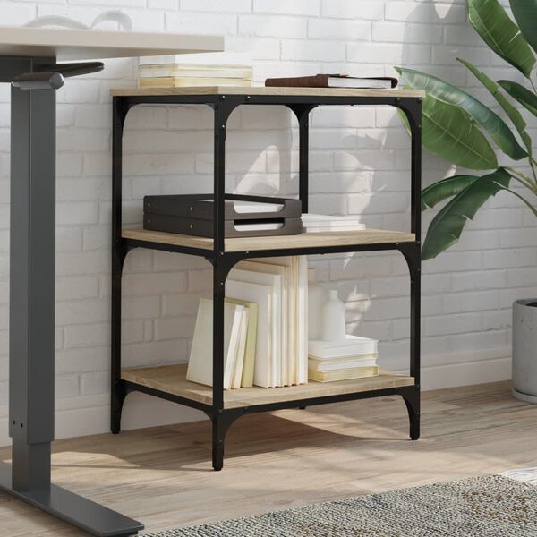 vidaXL Stojak na drukarkę, 3-poziomowy, dąb sonoma, 50x41x75 cm