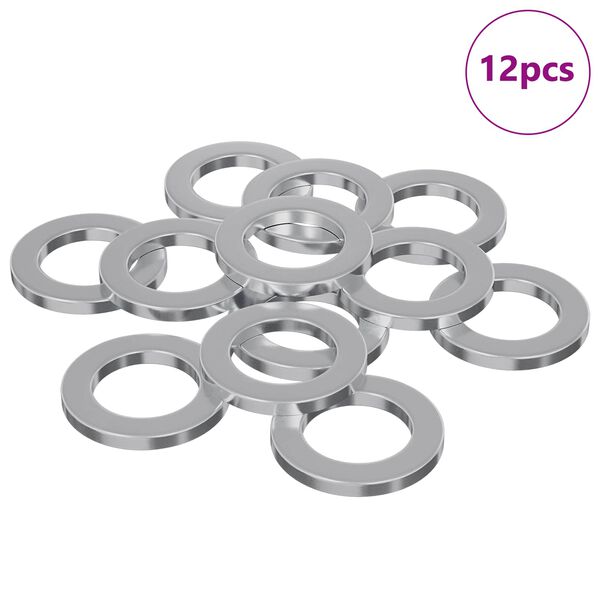 vidaXL Podkładki 12 pcs Srebrny 10 x 10 x 1,2 mm Żelazo