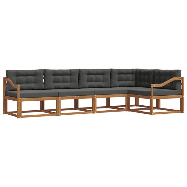 vidaXL Zestaw sof na zewnątrz z poduszką 5 pcs Naturalny i Antracytowy