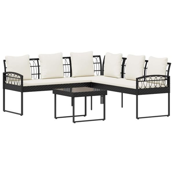 vidaXL Zestaw sof ogrodowych z poduszką 2 pcs Czarny Stal