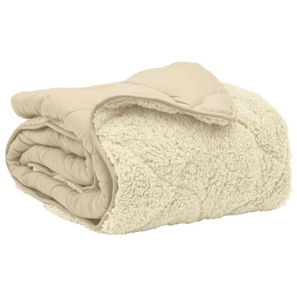 vidaXL Letni Kołdra Kremowy 155 x 200 cm Mikrofibra i Fleece Teddy