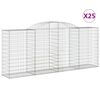 vidaXL Kosze gabionowe, 25 szt, 300x50x120/140cm, galwanizowane żelazo