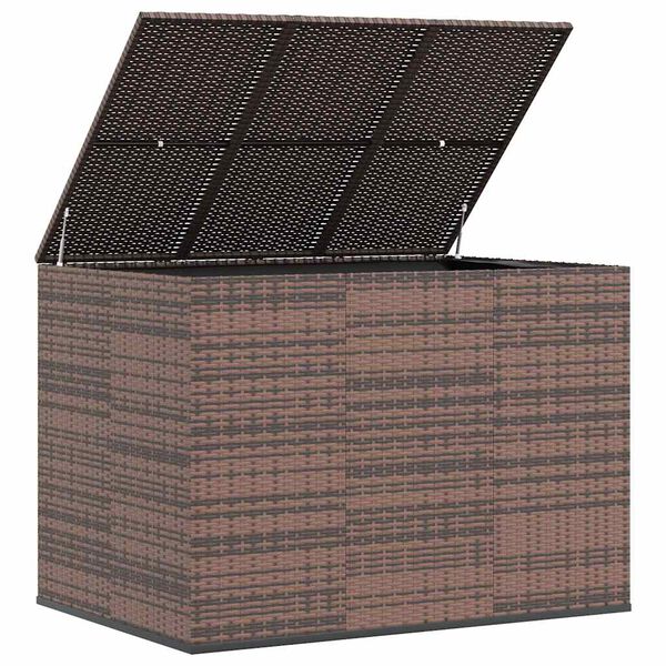 vidaXL Skrzynia na poduszki ogrodowe, rattan PE, 145x100x103cm, brąz