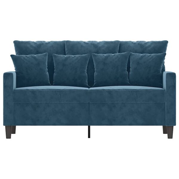 vidaXL Sofa 2-osobowa, niebieski, 120 cm, tapicerowana aksamitem