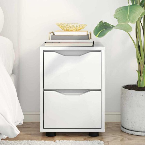 vidaXL Stolik nocny z szufladą Wysoki połysk biały 30,5 x 30 x 43 cm