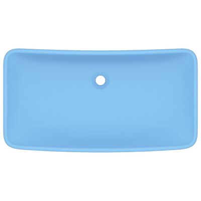 vidaXL Umywalka prostokątna, matowy błękit, 71x38 cm, ceramika