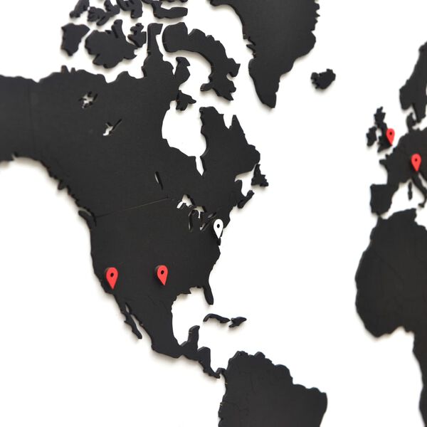 MiMi Innovations Drewniana mapa świata Luxury, czarna, 90x54 cm