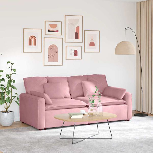 vidaXL Sofa modułowa z poduszkami, r&oacute;żowa